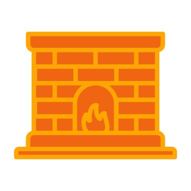 Şömine vektör simgesi. Ana vektör logosu. Beyaz arka planda. İnce çizgi çizimi