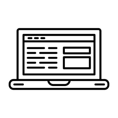 dizüstü bilgisayar vektör simgesi. Beyaz arkaplan resimlerinde ince çizgi işareti izole edildi