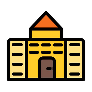 ikon vektörü oluşturuyorum. Ana hatlı bina sembolü. izole edilmiş sınır sembolü çizimi