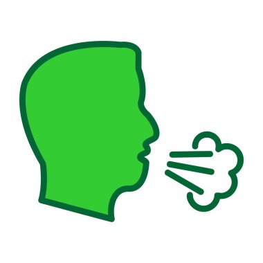 Beyaz arka planda yeşil baloncuklu yalıtılmış erkek kafası