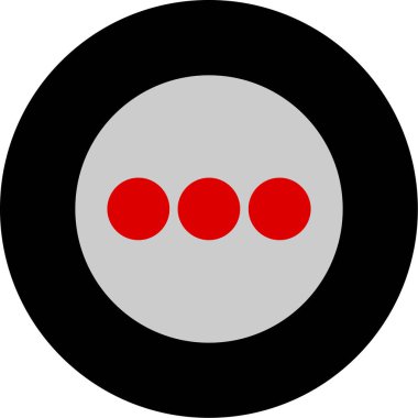 yuvarlak rozet ikonu. vektör biçimi çift renkli düz simge, yuvarlak kırmızı ve siyah renkler, beyaz arkaplanda siyah renkler