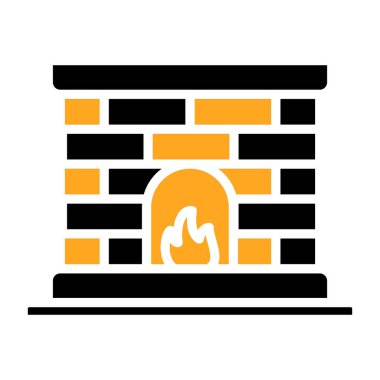 Şömine vektör simgesi. düz resimleme