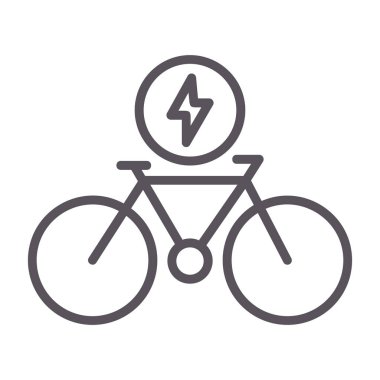 elektrik bisiklet simgesi, ince çizgi illüstrasyonu, dış hat vektörü, web tasarım işareti, dış hat sembolü