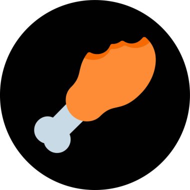 Kızarmış tavuk ikonu. Web için kızarmış tavuk vektör simgesinin basit çizimi