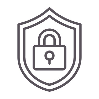 güvenlik kilidi vektör çizgisi simgesi, imza, beyaz arkaplan üzerindeki illüstrasyon, düzenlenebilir vuruşlar