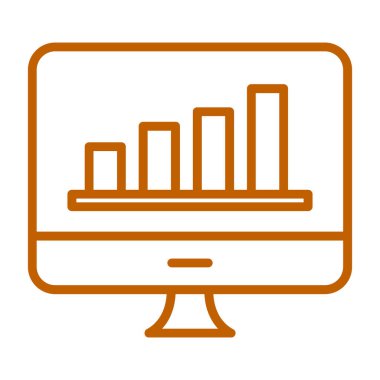 Bilgisayar monitörü ve istatistik simgesi, satır biçimi