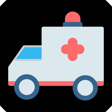 Ambulans arabası tıbbi simgesi düz stil