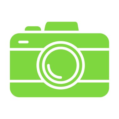 fotoğraf makinesi vektör simgesi. Düz yeşil sembol. Pictogram beyaz arka planda izole edilmiştir. Web ve yazılım arayüzleri için dizayn edildi.