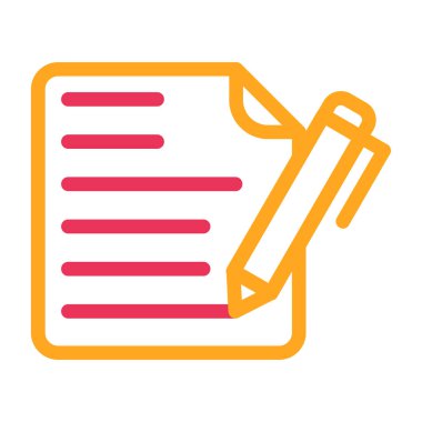 Kalem ikonlu kağıt. beyaz üzerinde izole edilmiş kağıt sayfa vektör illüstrasyonu.