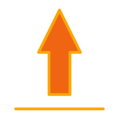 ok yukarı vektör simgesi. biçim kontur sembol simgesi, turuncu renk, beyaz arkaplan.