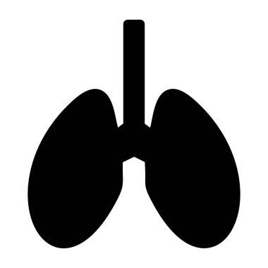 Akciğer vektör simgesi. biçim düz sembol, siyah renk, yuvarlak açılar, beyaz arkaplan.