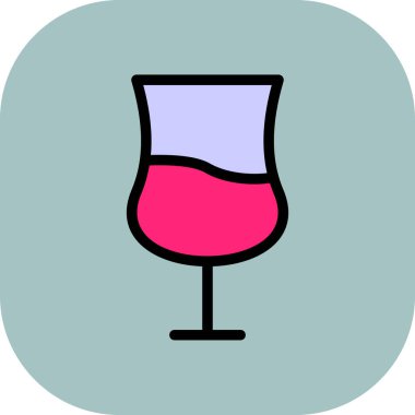 Bir kadeh şarap ikonu. Ağ için şarap kadehi vektör simgelerinin basit çizimi