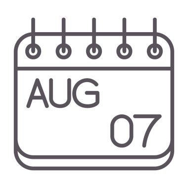 Web ve mobil uygulama uygulama tasarımı için beyaz arkaplanda izole edilmiş Ağustos simgesi vektörü, takvim logosu kavramı