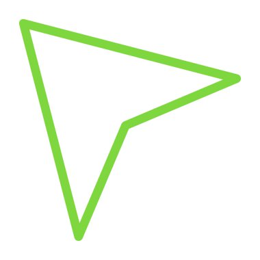 Ok başı sol aşağı vektör simgesi. biçim vuruş simgesi, yumuşak yeşil renk, beyaz arkaplan.