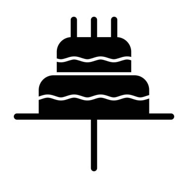 Çikolata kremalı pasta ikon vektör illüstrasyonu