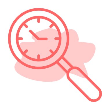 Kırmızı ikonlu büyüteç. vektör.