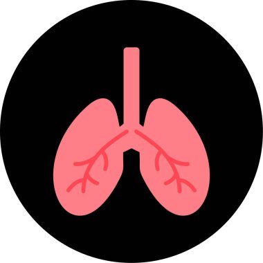 Akciğer simgesi ve vektör çizimi beyaz arkaplanda izole edildi