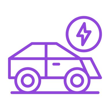 elektrikli araba ince renk vektör simgesi