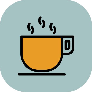 Çay Kupası simgesi. Çay Kupası vektör simgesi web için anahat çizimi