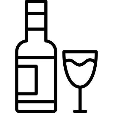 Şarap şişesi ikonu. Beyaz arkaplanda izole edilmiş web tasarımı için şarap camı vektör simgesi