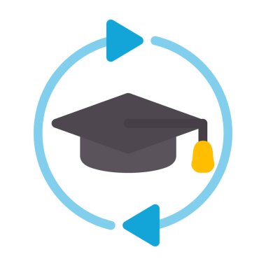 yüksek lisans başlığı düz simgesi, vektör, illüstrasyon