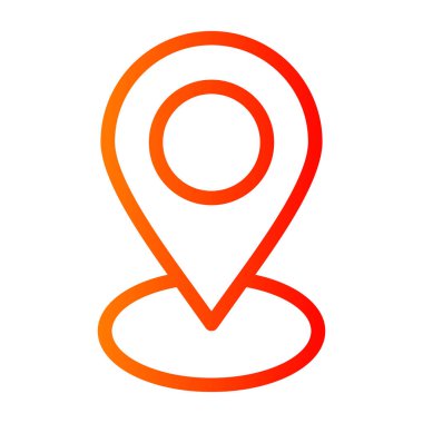 Harita konumu pin vektör simgesi. biçim düz simge sembolü, turuncu renk, yuvarlak açılar.