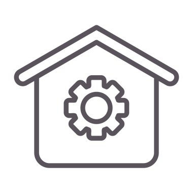 dişli ve ev ikonu. taslak ev ve ev vektör çizimi