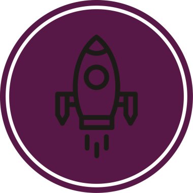 Roket. Web simgesi basit illüstrasyon