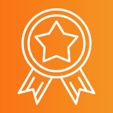 Ödül simgesi vektörü, web ve mobil uygulama tasarımınız için turuncu arkaplanda izole edildi, ödül logosu konsepti