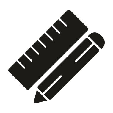 Kalem ve cetvel simgesi. basit biçim