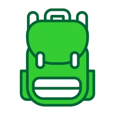 yeşil sırt çantası simgesi. Web için yeşil vektör simgelerinin özet çizimi