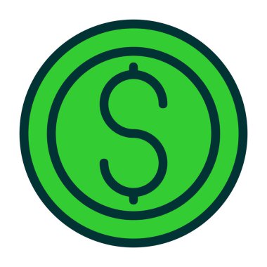 Dolar sikkesi düz vektör simgesi