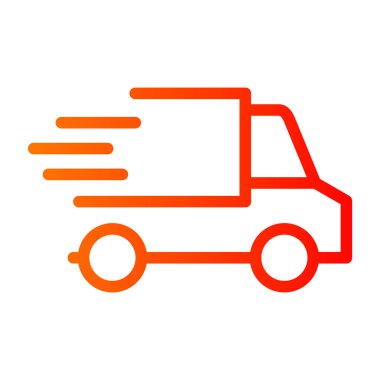 kargo teslimat vektör simgesi. biçim düz sembol, turuncu renk, yuvarlak açılar, beyaz arkaplan