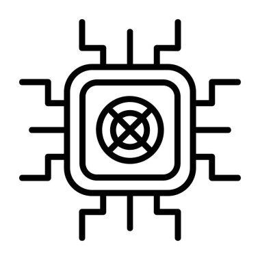 Cpu işlemci vektör çizgisi simgesi dekoru