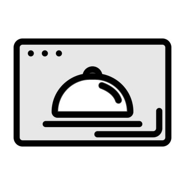 Çevrimiçi yiyecek ikonu ana hatları vektörü. çevrimiçi servis