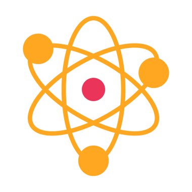 Bilim yassı ikonu, vektör illüstrasyonu. atom sembolü, atom