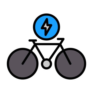 Pil simgesi renk çizgisi vektörü olan elektrikli bisiklet