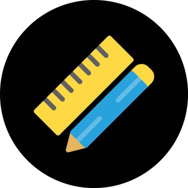 Kalem ve Cetvel Web simgesi, vektör illüstrasyonu