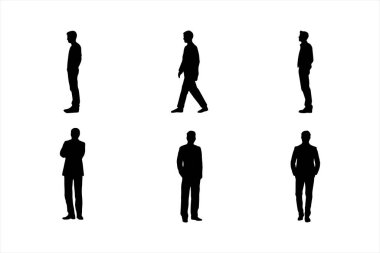 Bir grup insan siluet çizim vektörü