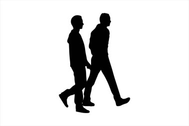 Silüet çizim vektörü yürüyen adamlar