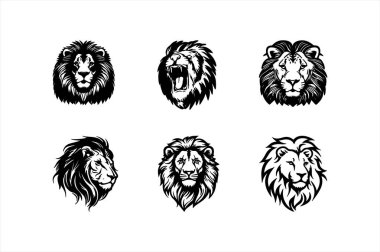  Aslanlar, siluet vektör illüstrasyonuna bakıyor