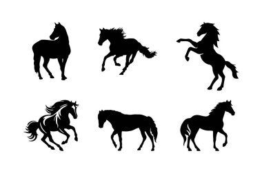 Uzun saçlı siyah at silueti.