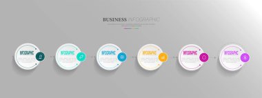 Business infographic element with 6 options, steps, number vector template design