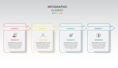 Simgeli İş Bilgisel Tasarım Şablonu Vektörü ve 4 seçenek veya adım.