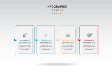 Simgeli İş Bilgisel Tasarım Şablonu Vektörü ve 4 seçenek veya adım.