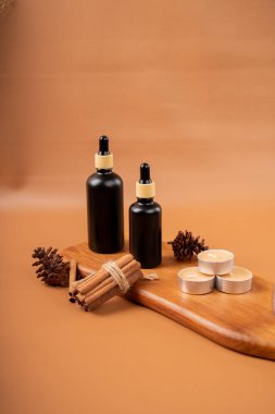 Doğal kozmetik ürünleri, doğal kaplıca, cilt bakımı konsepti, kopyalama alanı, düz alan, üst görünüm, doğal kozmetik