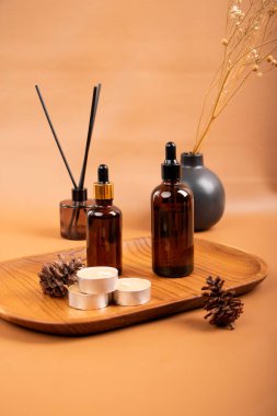 Kahverengi arkaplanda spa bileşimi