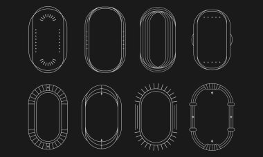 Minimalist Satır Sanat Biçiminde Zarif Oval Çerçeve ve Sınır Koleksiyonu