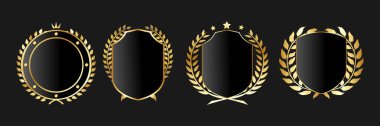 Koyu Arkaplanda Altın Laurel Çelenk Kalkanları Koleksiyonu