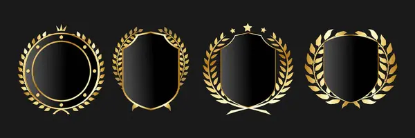 Koyu Arkaplanda Altın Laurel Çelenk Kalkanları Koleksiyonu